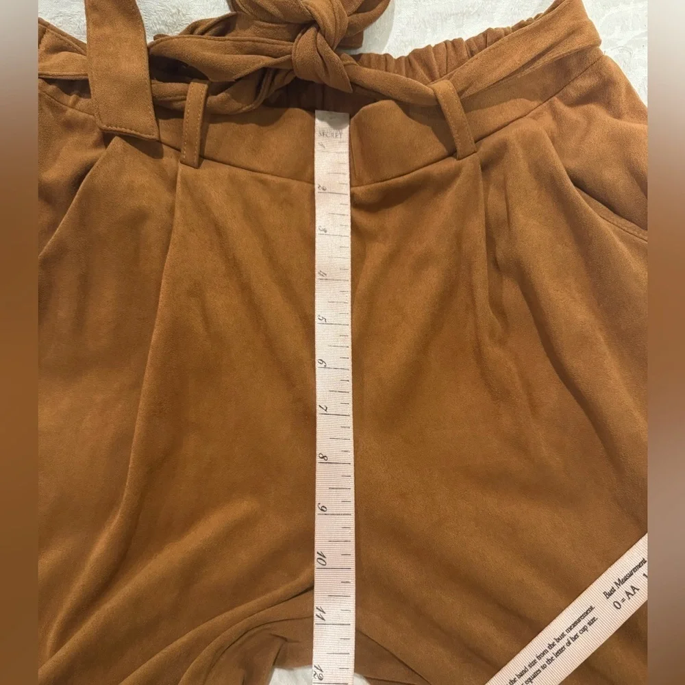Mi Ami faux suede tie waist high rise joggers